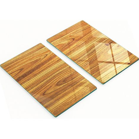 Küchenschneidebretter aus Glas mit Grafik, Holzbraun, 2 x 30 x 52 cm (1/5)