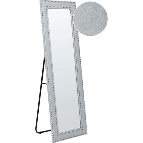 Specchio da terra in ecopelle grigio chiaro 50 x 150 cm Locronan