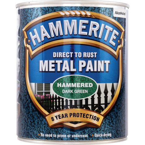 Hammerite Dark Green Hammered Finish Direct-to-Rust Metal Paint - 750ml
