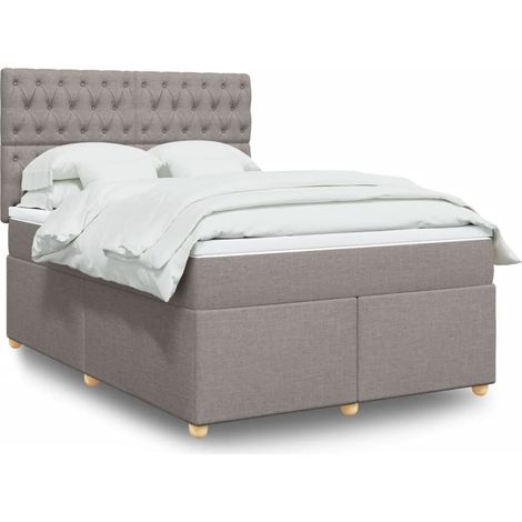 Sommier à lattes de lit avec matelas Taupe 160x200 cm Tissu vidaXL (1/5)