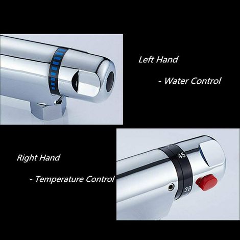 Robinet Thermostatique pour Douche Barre - Mixeur Mur en Acier Chrome - Thermostat Intelligent avec Sécurité Anti-Brûlure - Installation 130-170mm - G 1/2" (1/5)