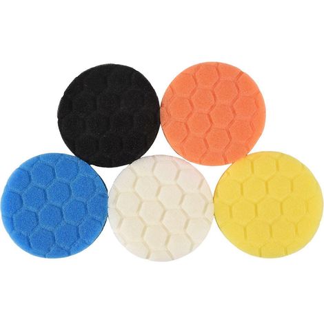 Kit de 5 tampons de polissage de 7,6 cm (3 pouces) pour polisseuse de voiture : ponçage, cirage, polissage, application d'un vernis protecteur. (1/5)