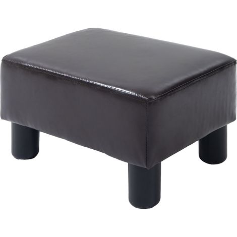 Tabouret avec revêtement en tissu aspect cuir, jusqu à 110 kg, couleur café, 40 x 30 x 24 cm (1/5)