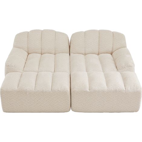 CHICFURN Divano modulare 2 posti 210x165x79 cm in tessuto beige, 2 pouf, senza montaggio (1/5)