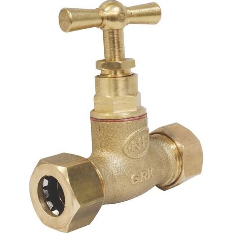 Robinet d'arrêt droit laiton avec joint Gripp Ø12mm - double Mâle 15/21 (1/3)