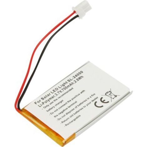 Batterie pour Lampe Solaire LED SL-24000 Li-Polymère 3.7V 700mAh 2.6Wh Blanc