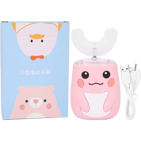 Brosse à dents électrique enfant en U imperméable massage nettoyage dentaire automatique rose (1/5)