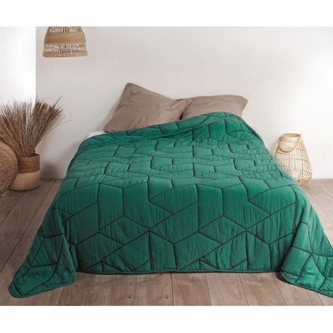 Jeté de lit "Calisson" - 230x250cm - Vert emeraude