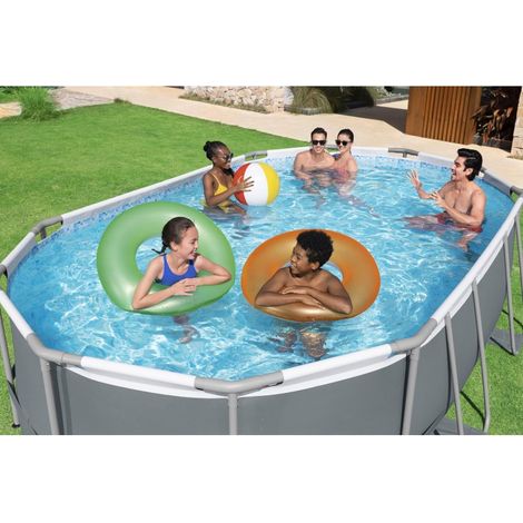 Bestway Piscine hors sol tubulaire ovale Bestway Power Steel 488 x 305 x 107 cm gris
