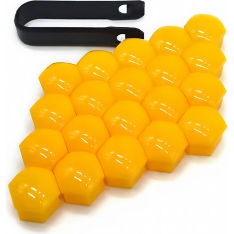 Coprimozzi per ruote gialli 21 mm, 20 pezzi + clip (1/5)