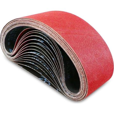 Bande Abrasive - 100 x 610 mm - Pour Ponceuse à Bande - Grains 60 80 120 180 240 - 15 Pièces (1/5)