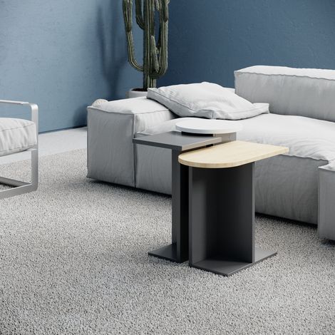 Decortie Mund Modern Beistelltisch Anthrazit Grau Eiche Weiß Mehrzweck mit Kreativität H 46cm (1/4)