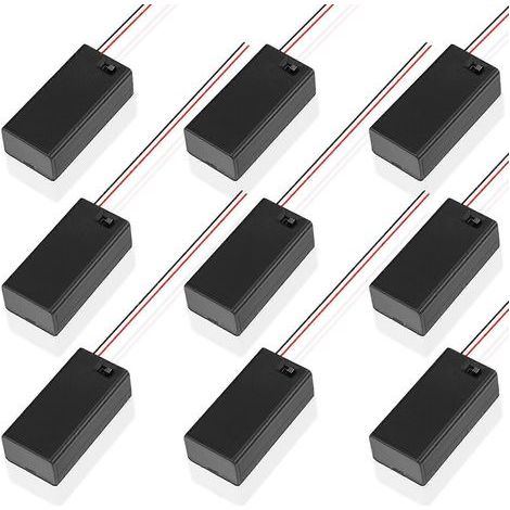 10 supports de piles avec interrupteur marche/arrêt, boîtier de piles isolant (pile 9V 6F22)-6.7X3.2CM-Black (1/3)