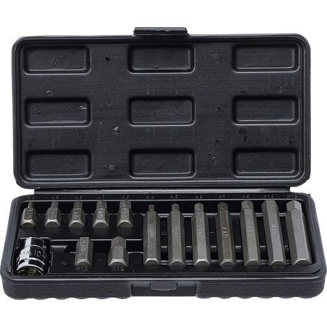 Bgs Technic – Coffret de 14 embouts 6 pans allen btr courts et longs 4-12mm – Adaptateur carré 1/2" vers 3/8" – Pour cliquet 1/2"
