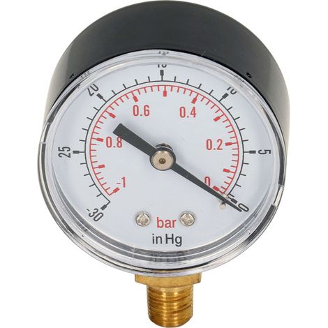 Manometer 1/8 Zoll BSPT Messinganschluss, gute Luftdichtheit, Vakuum-Manometer für Wasser und Öl (1/5)