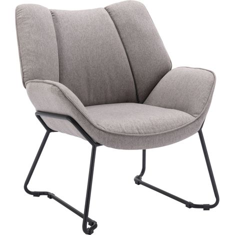 Wahson Otros sillones de Lino Tapizado, Moderno Silla de Salón con Patas Negras, Silla Reclinable de Ocio para Dormitorio Sala de Estar, Gris