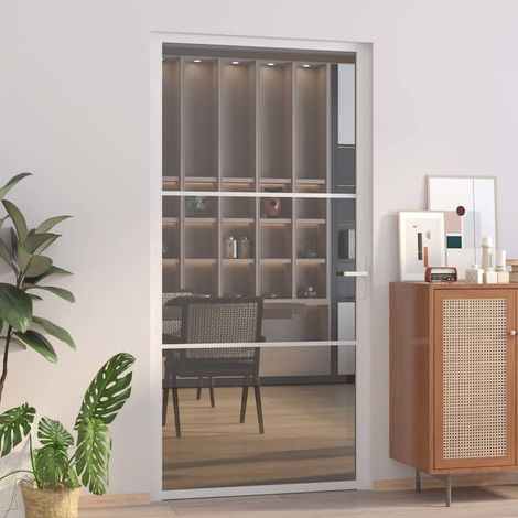 Porte intérieure-Portes d'entrée 102,5x201,5 cm Blanc Verre ESG et aluminium 542532 (1/5)