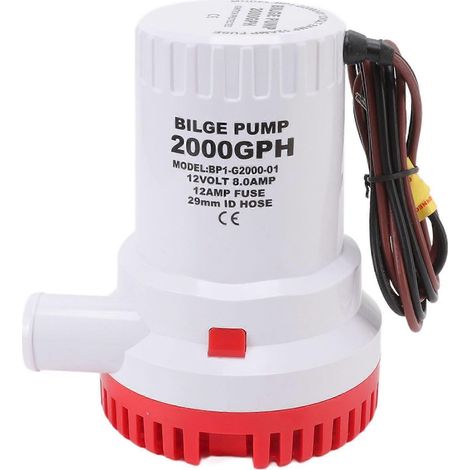 Pompe de cale silencieuse pour bateaux, pompe submersible, micro-drainage CC, eaux usées marines pour bassins et piscines, 2000 GPH, 12 V (1/5)