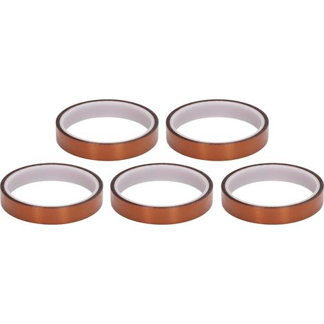 Lot de 5 rubans adhésifs haute température résistants à la chaleur, isolants et thermorésistants pour l'électronique, 15 mm / 0,59 po (1/5)