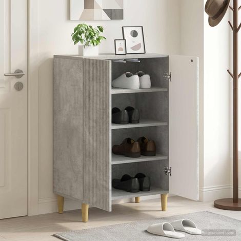 Cabinet à chaussures ARNHEM 59,5 x 39,5 x 90 cm Gris béton (1/5)