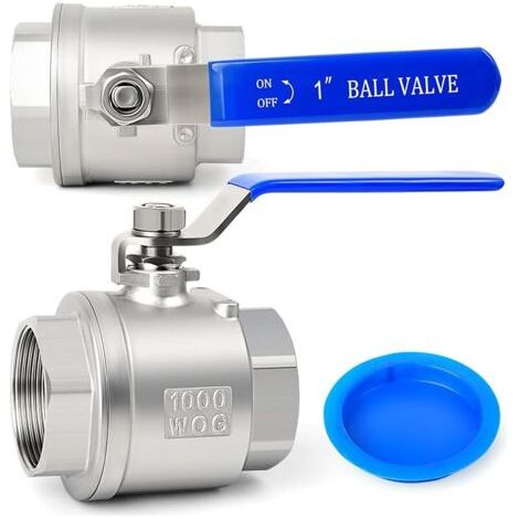 Pair 1 pièces 1\" BSP femelle Robinet à boisseau sphérique à passage intégral en acier inoxydable 304 avec poignées bleues (1/5)