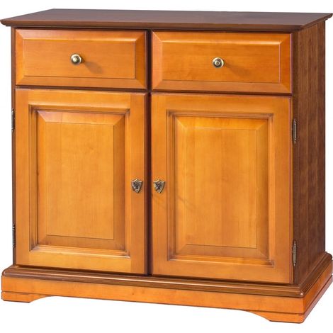 Buffet 2 Portes 2 Tiroirs Merisier 2 Niches L 82.4 H 77.2 P 41 cm (1/3)