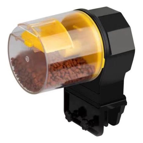 Sollbry Distributeur automatique de nourriture pour poissons - 100/210 ml - Minuteur automatique avec deux boîtes d'alimentation pour vacances et week-end - Jaune (1/5)