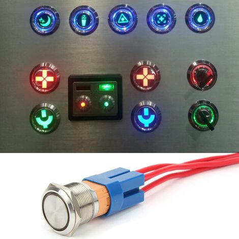 Interrupteur à Bouton-poussoir en Métal étanche de 22 Mm avec Contact argenté pour la Modification Automobile et L'installation D'équipements Mécaniques Prise IP65 4 Broches (réinitialisation (1/5)