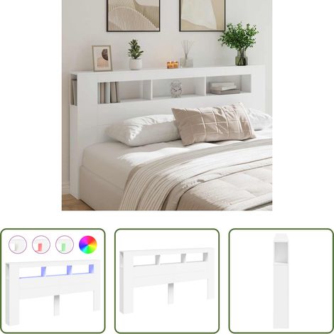 vidaXL LED Bettgestell -  LED-Kopfteil Weiß 200x18,5x103,5 cm Holzwerkstoff (1/5)