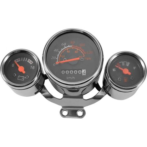 Kit jauge moto 3 en 1 – tachymètre / odomètre / compteur kilométrique – argent