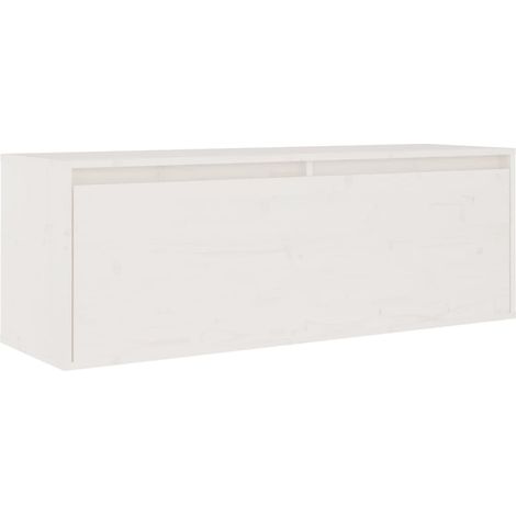 Les Tendances – Étagère murale en bois de pin massif blanc 100x30x35 cm – Armoire flottante décorative – Idéale pour rangement livres et objets (1/5)