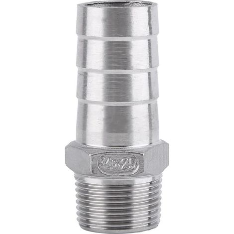 Fitting of hose, adapter, fitting threaded male in stainless steel SS304, fitting BSP, hose cannele, connectors of pieces (3/4' x 25 mm) (1/5)