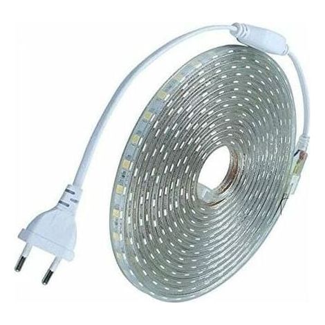 Kit complet ruban led 10 mètres 220V silicone étanche IP68 blanc froid 6000°K SMD5050 60led/m (1/5)