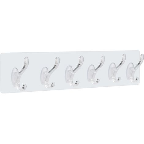 Ganci adesivi trasparenti, ultra resistenti, senza bisogno di forare, per pareti, porte, cucine, dormitori e bagni. Una fila di ganci. (1/5)