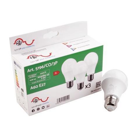 3 lampadine led bulbo e27 10w fai 5196ca3p luce calda (1/2)