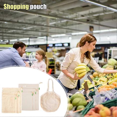 Porte-sacs réutilisables pour fruits et légumes, lot de 8 sacs en filet, sacs de courses réutilisables pour fruits et légumes, sacs de basket-ball (1/5)