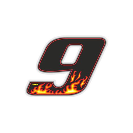 Numeri Adesivi Flames - Numeri: 9 - Dimensione: 27 X 37 MM
