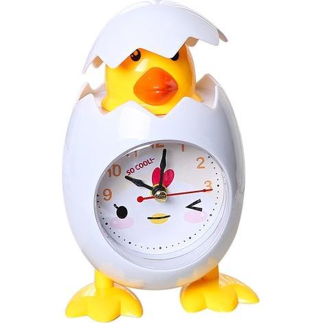 Réveil dessin animé poulet coquille d'oeuf horloge de bureau pour enfants cadeau décor à la maison blanc (1/2)