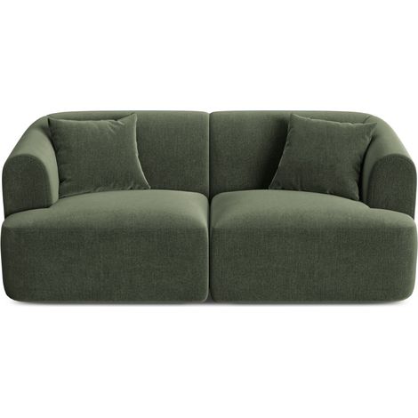 Canapé modulable 2 places en velours vert (1/5)