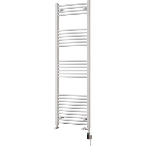 Zennor - White Dual Fuel Towel Rail H1600mm x W500mm Thermostatic WIFI - Curved (1/3)