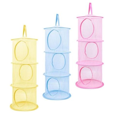 royaluxe-Lot de 3 paniers de rangement suspendus en maille, organisateur de rangement pliable à 3 niveaux, sac de rangement suspendu pour jouets pour petits vêtements, armoire, voyage