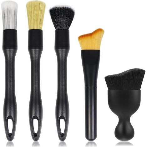 5 Pièces Pinceau Detailing, Pinceau Nettoyage Voiture Brosse Detailing Auto Brosse Souple Extérieur Enlever la Poussière pour La Voiture Tableau De Bord, Intérieur, Extérieur (1/5)