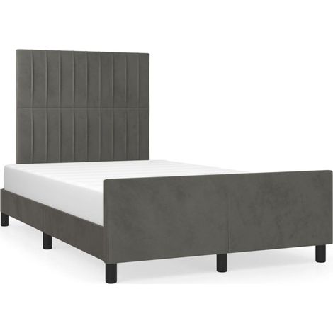 Lit adulte pour 2 personnes, Structure de lit, Assemblage Facile, avec tête de lit Gris foncé 120x200 cm Velours OIB1090E (1/5)