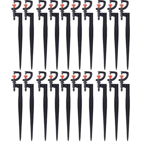 Sprinkler, 40 Pieces Micro Rotating Sprinkler 360 Degree G Type for Irrigation of Lawn Greenhouse Garden with Irrigation Hose 4/7 Watering (20 cm) (1/5)
