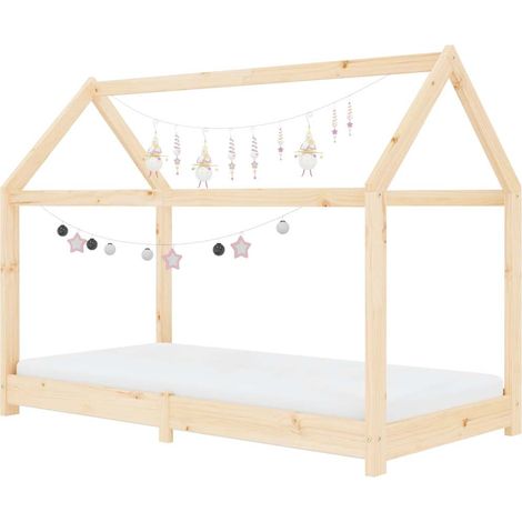 Lit enfant pour 1 personnes, Structure de lit, Assemblage Facile, Bois de pin massif 70x140 cm OIB7517E (1/5)