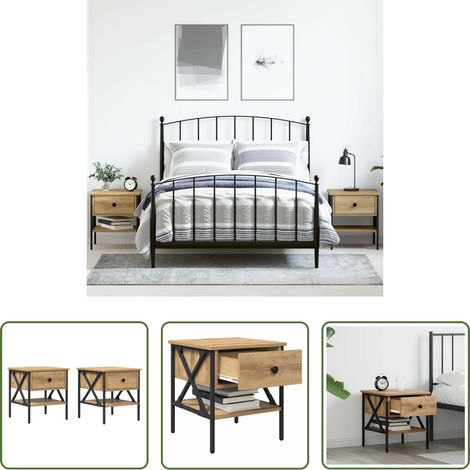 Schubladen -  Nachttisch mit Schubladen 2 pcs Artisan-Eiche 40 x 42 x 45 cm (1/5)