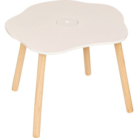 Table enfant forme organique avec pieds en bois Blanc 55x48x43 cm (1/5)