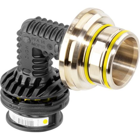 Viega Geopress K Anschlussbogen 90 Grad mit SC-Contur 9794G, d. 63mm, Kunststoff für Gas (1/2)