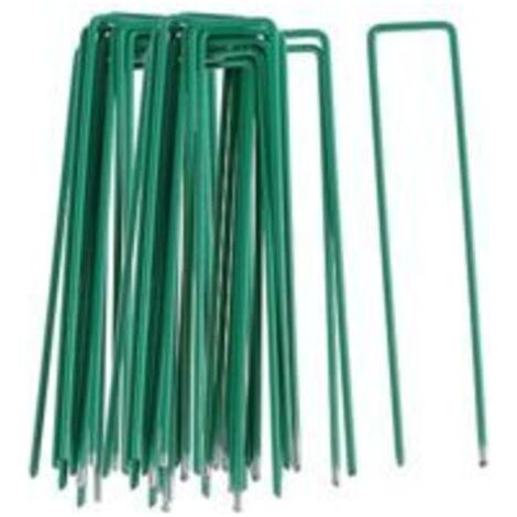 royaluxe -Paillage pour plante 50pcs Piquets de Fixation pour Jardin, Pelouse Agrafes en Forme de U pour Bâche Anti-Mauvaises Herbes, Galvanisés à Chaud (150 mm de Hauteur) (1/5)