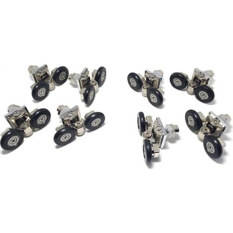 Lot de 8 roulettes pour porte de douche simple/glissières/roues/poulies Diamètre 25 mm Pièces de rechange en alliage de zinc